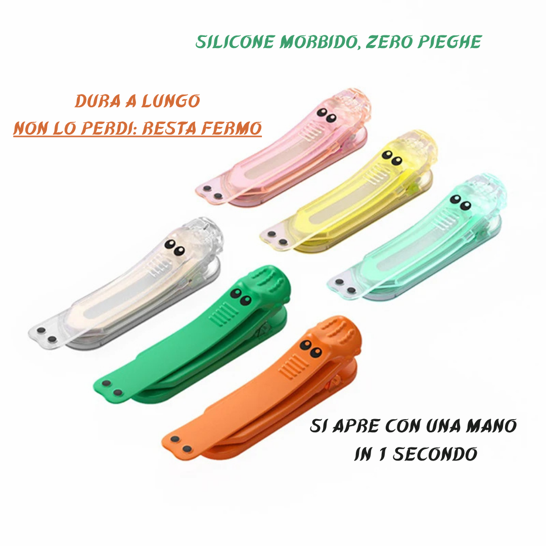 Croc Clip™ Segnalibro a clip in silicone antiscivolo (coccodrillo)