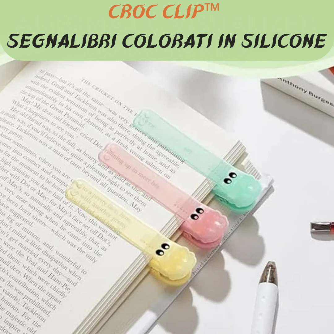 Croc Clip™ Segnalibro a clip in silicone antiscivolo (coccodrillo)